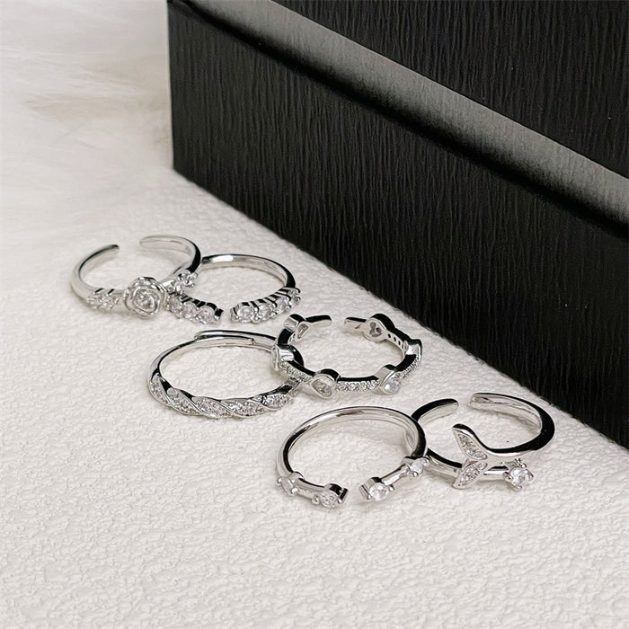 Wholesale Simple and fashionable geometric diamond inlaid zircon open ring, niche, light luxury, high-end, versatile