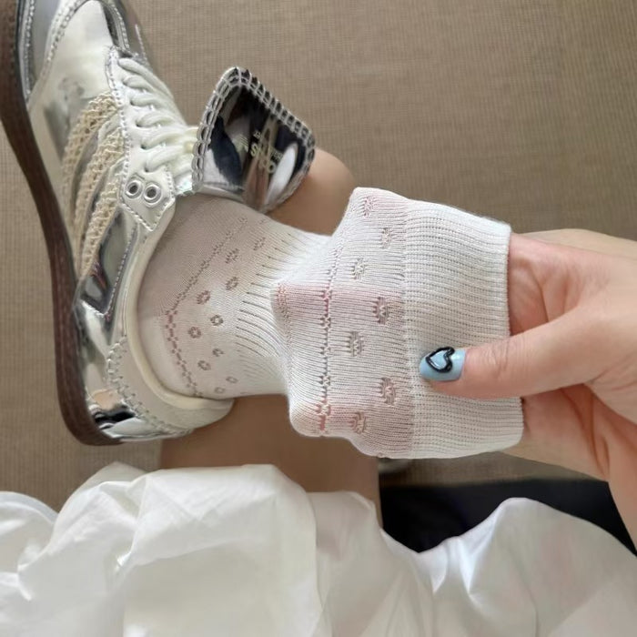 Wholesale Thin hollowed out mesh eyelets, tube socks for wearing, versatile stacking socks