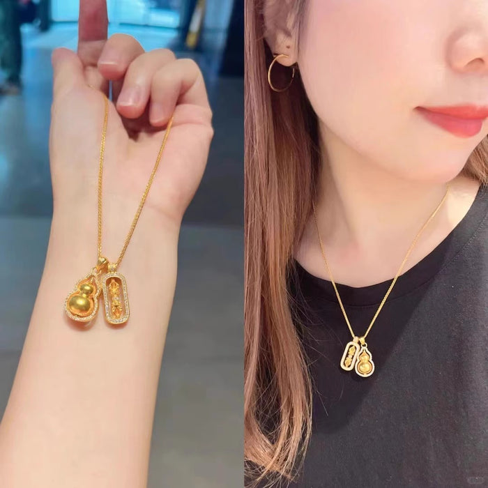 Wholesale  Diamond Pestle Gourd Necklace Women's Temperament Rich Titanium Steel Clavicle Chain