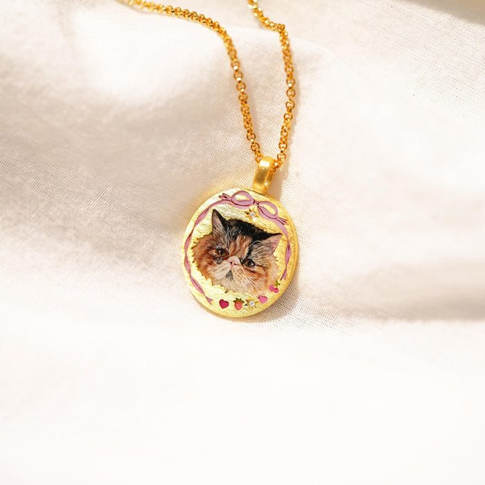 Wholesale Simple and cute cat and dog pattern photo album pendant necklace