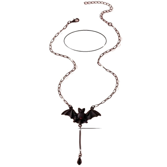 Wholesale Gothic Vampire Bat Necklace Alloy Plated Red Crystal Pendant