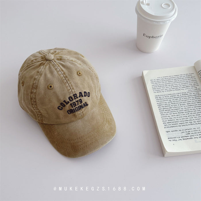 Wholesale Small niche vintage children's baseball cap, versatile and washed denim hat, sun shading duckbill cap