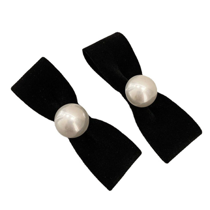 Wholesale pearl velvet bow hair clips JDC-HC-QZ015