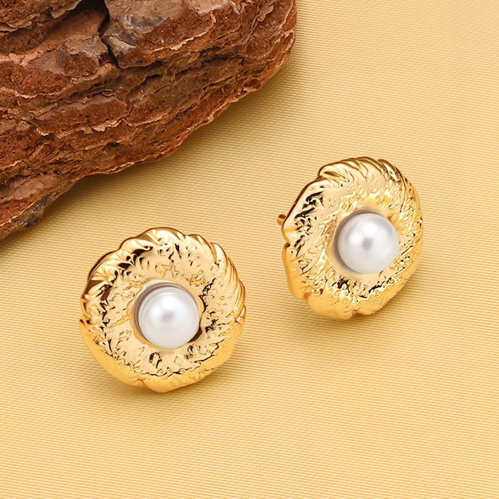 Wholesale Retro titanium steel geometric texture earrings, simple, luxurious, high-end stainless steel earrings