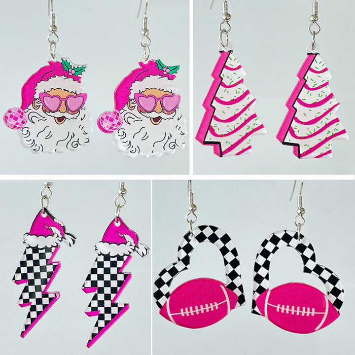 Wholesale Pink Christmas Acrylic Earrings JDC-ES-HeYi098