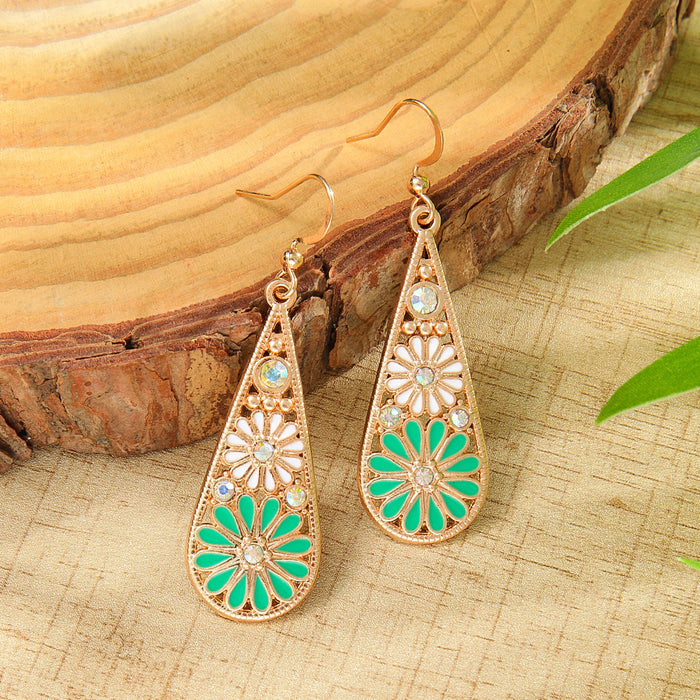 Wholesale Zinc Alloy Bohemian Drop Earrings with Rhinestone for Party Wear Boutique Resale MOQ≥2