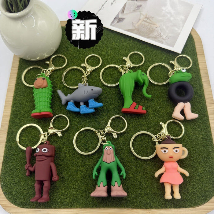 Wholesale Mini keychain abstract shape wooden stick figure backpack pendant