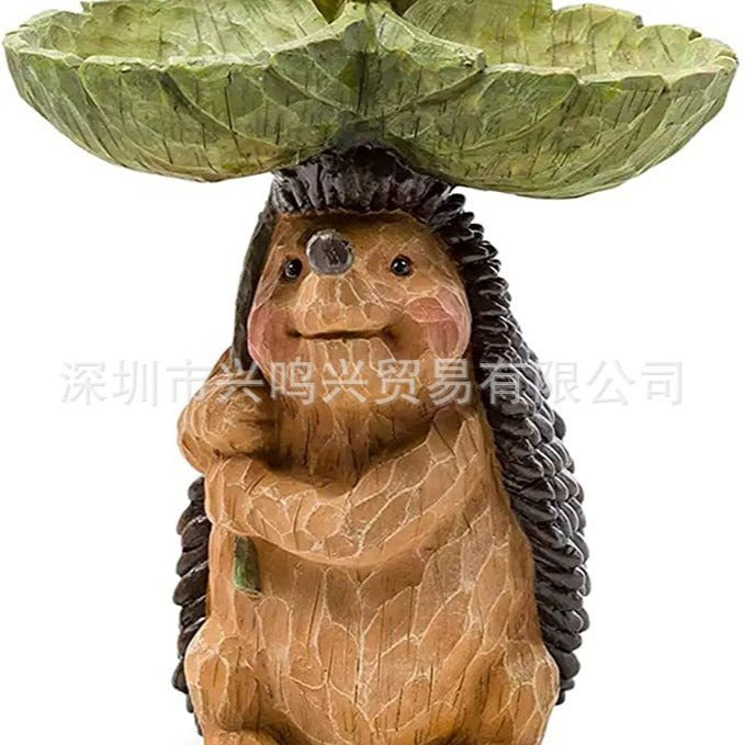 Wholesale Garden Decoration Tree Finger Crafts Fox Hedgehog Rabbit Gardening Hummingbird Drinking Water Bird Feeder Resin Ornaments