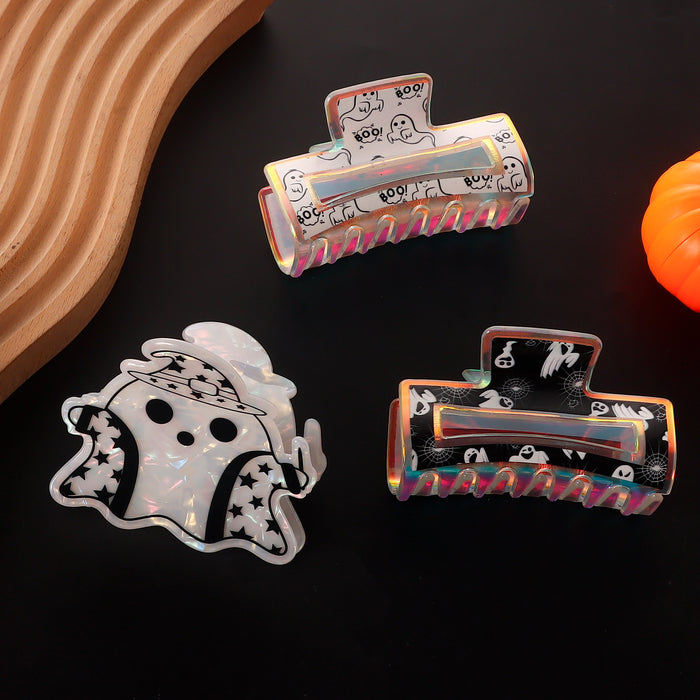 Wholesale  Pumpkin Ghost Laser Effect Printed Clip Shark Clip Hair Accessory