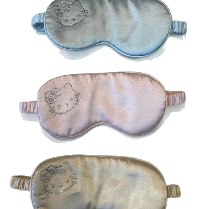 Wholesale Cartoon Cat Rhinestone Blackout Sleep Eye Mask Ice Silk Linen  Accessory MOQ≥2