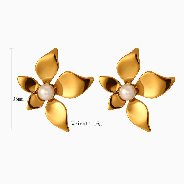 Wholesale Light luxury stainless steel double ring earrings with high-end feel, double-layer heart-shaped earrings wholesale