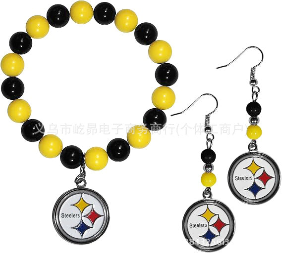 Wholesale Football Colored Candy Acrylic Bead Bracelet Earring Set