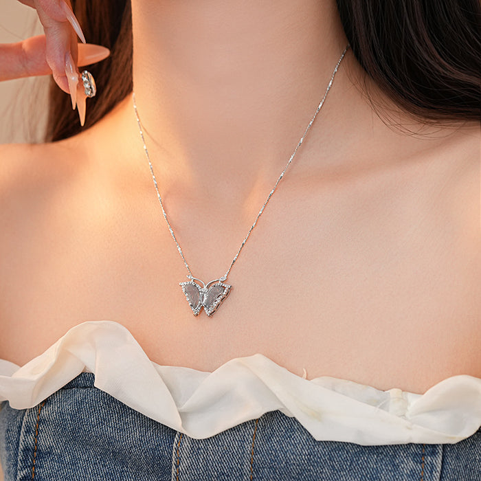 Wholesale Copper Inlaid Zircon Butterfly Necklace JDC-NE-FengMei008