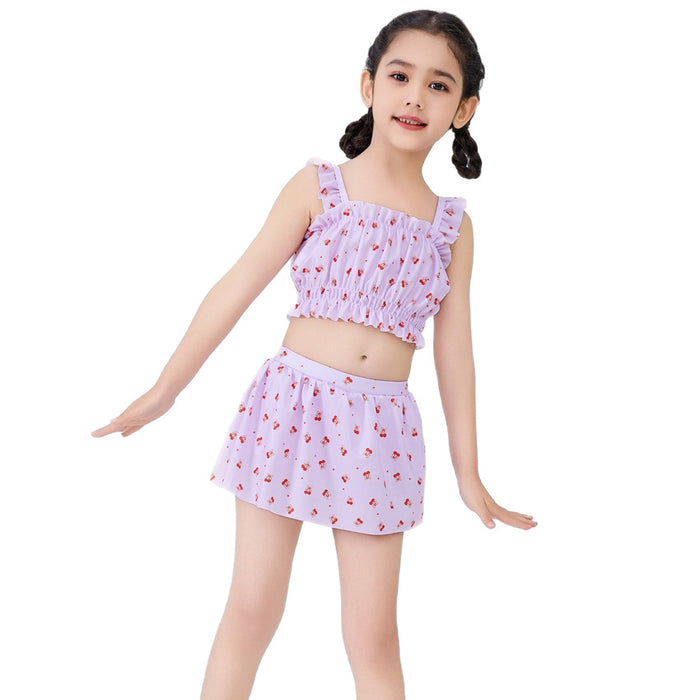 Wholesale New children's swimsuit, girls' hot spring, big children's split cute floral dress, new swimsuit, children's swimsuit