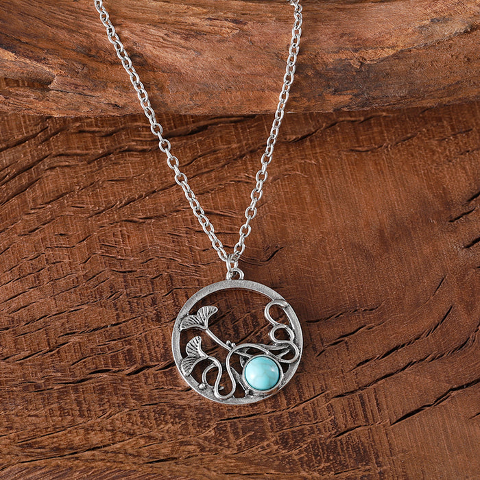 Wholesale Retro Hollow Lotus Leaf  Necklace