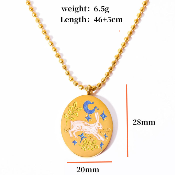 Wholesale Titanium steel new handmade painted oil dripping necklace color plating 18K gold