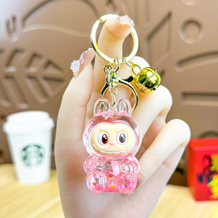 Wholesale Acrylic Bunny Quicksand Keychain Luminous Flashing Cute Doll Bag Gift Keychain