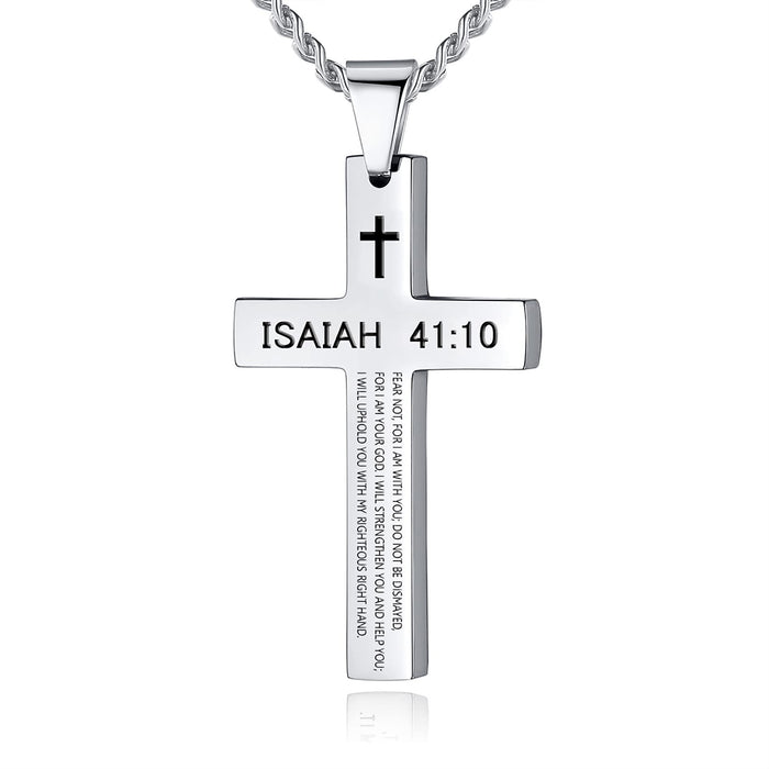 Wholesale Cross necklace titanium steel hand polished stainless steel cross engraved necklace