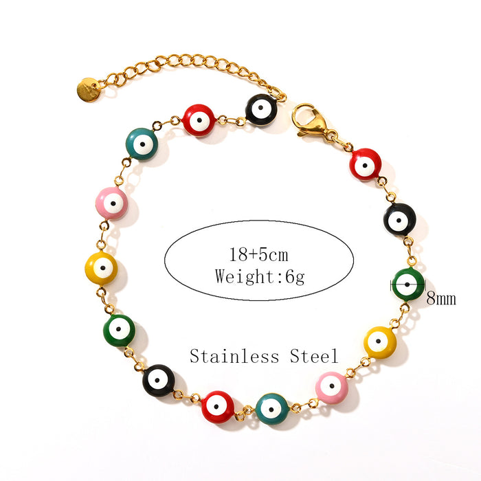 Wholesale Hot selling classic retro style stainless steel devil's eye bracelet 8mm oil drop