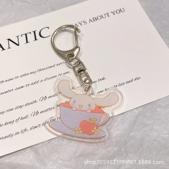 Wholesale Double-sided Keychain Cute Cartoon Book Bag Pendant Transparent Pendant Acrylic Key Ring for Men and Women