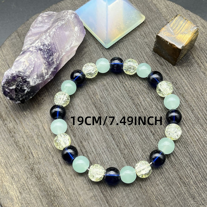 Wholesale Green Aventurine Lapis Lazuli Yellow Floral Glass Combination Bracelet