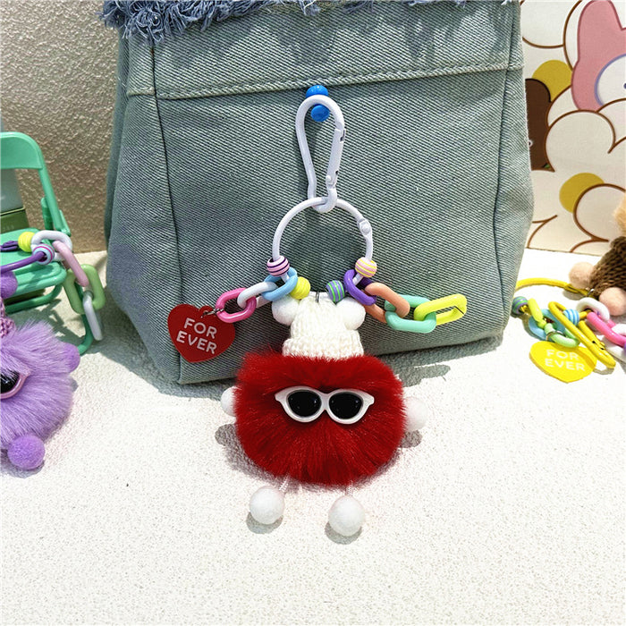 Wholesale Cartoon Plush Briquette Keychain Colorfulful Cute Doll Student School Bag Pendant Key Chain Pendant Small Gift