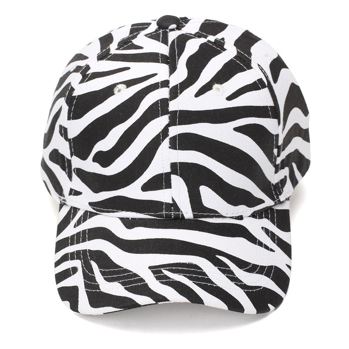 Wholesale Women' s Zebra Pattern Baseball Cap Curved Brim Sun Hat Summer Fashion