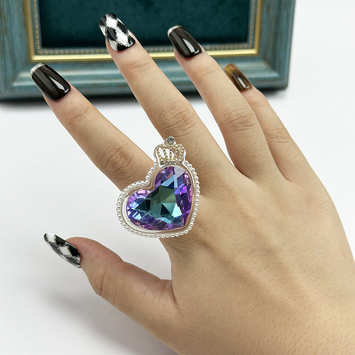 Wholesale New Light Luxury Crown Love Niche Design Ring Jewelry Colorful Shining Ring