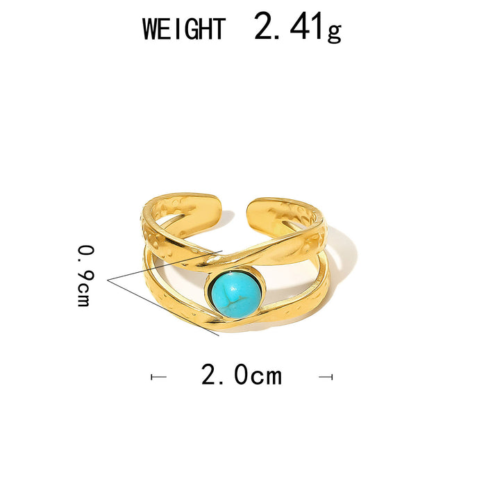 Wholesale Stainless Steel Gold Turquoise Rings