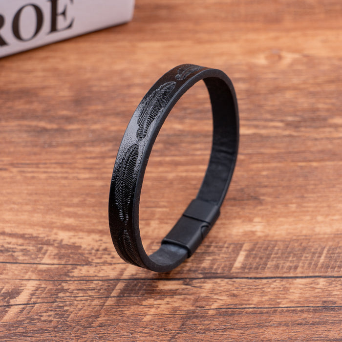 Wholesale Minimalist Feather PU Leather Bracelet Personalized Bracelet Magnetic Buckle Bracelet Jewelry Wholesale