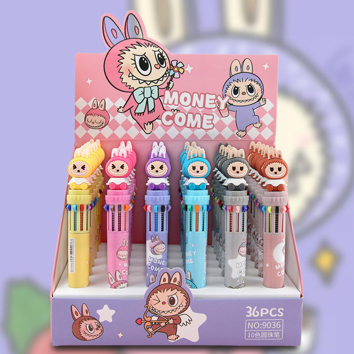 Wholesale 36pcs Halloween Soft Rubber Grip 10-Color Ballpoint Pen Set Cartoon Design