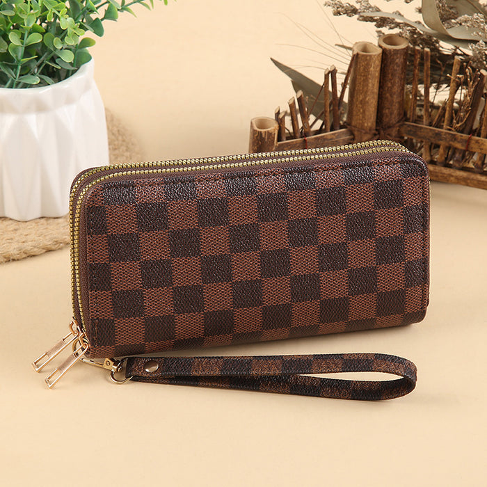 Wholesale PU Leather Clutch Wallet with Flower Pattern and Chain Decoration MOQ≥3