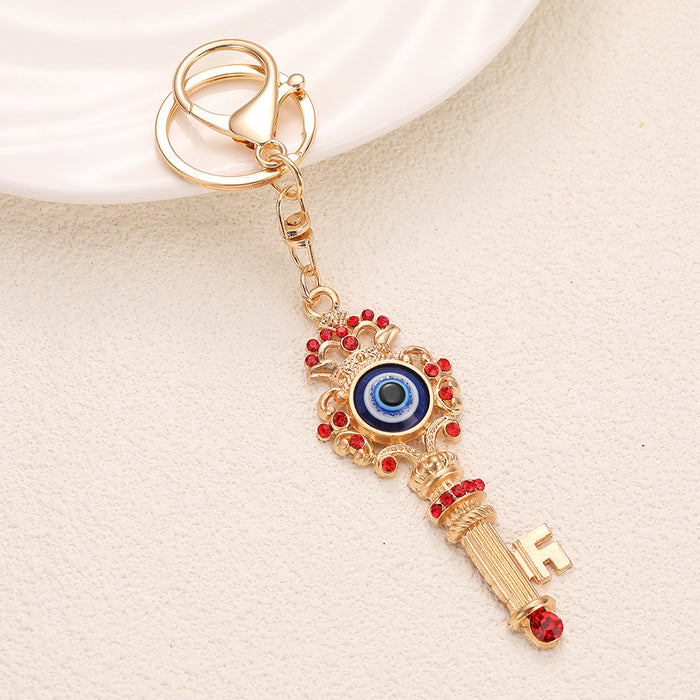 Wholesale Chic Evil Eye Rhinestone Keychain Pendant Zinc Alloy Bag Charm MOQ≥2