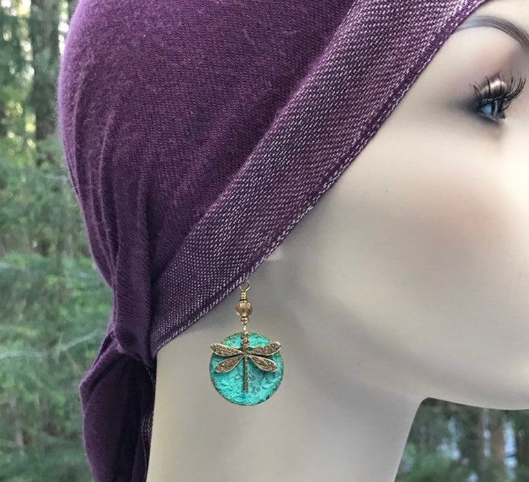 Wholesale Fashionable retro bronze green brushed minimalist earrings