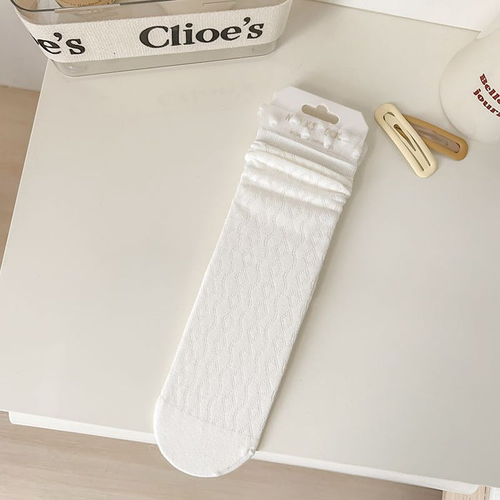 Wholesale Mesh lace long socks, thin and cute lace pile socks