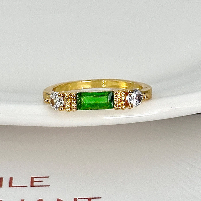 Wholesale Rose Gold Grandmother Green Blue Zircon Ring