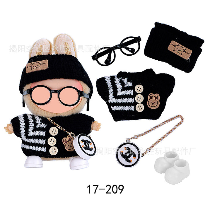 Wholesale Doll clothes Jacquard Sweater Hat Bag Shoes Glasses
