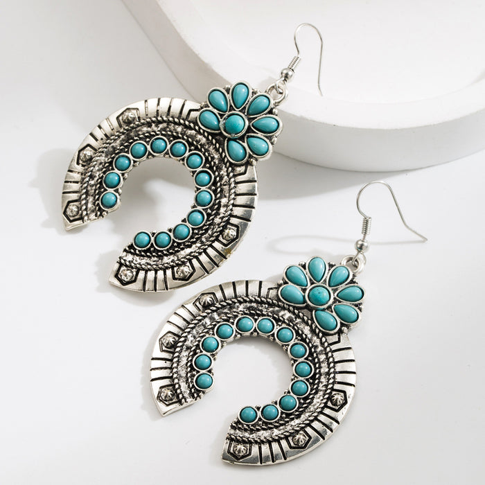 Wholesale Geometric teardrop-shaped turquoise earrings