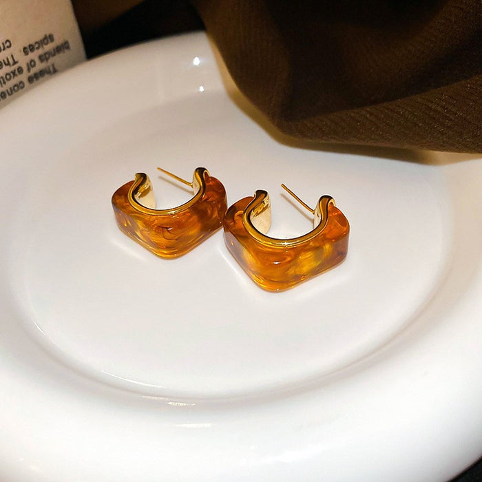 Wholesale  silver needle geometric irregular resin earrings heart earrings