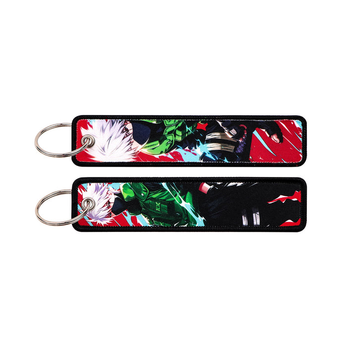 Wholesale Cartoon Anime Woven Label Keychain Pendant  Fabric Anime Peripheral