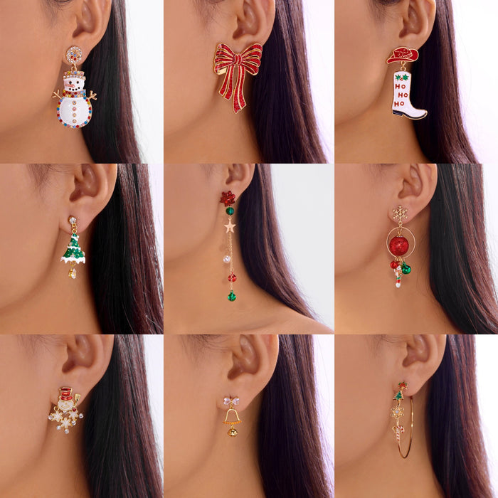 Wholesale Christmas earrings Christmas tree snowflake snowman cowboy boots bell tassel pendant earrings earrings