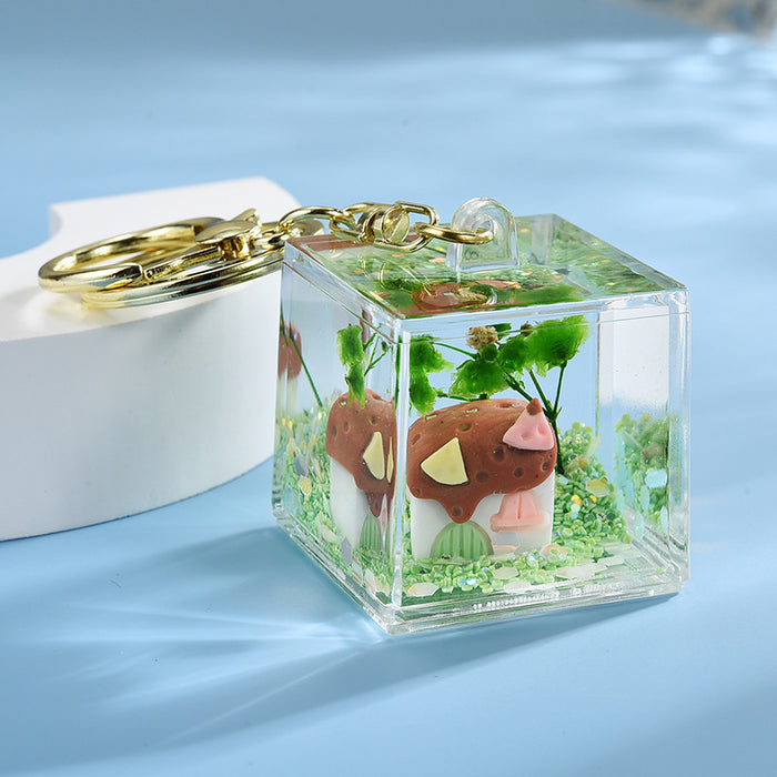 Wholesale Cute Liquid Glitter Bottle Keychain Charm