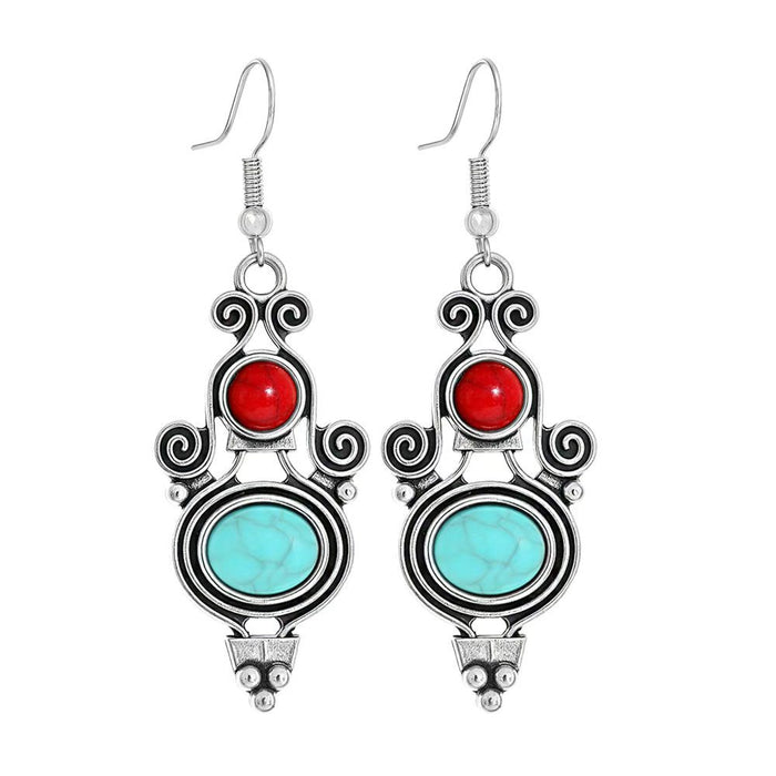 Wholesale Beach Vacation Geometric Alloy Earrings with Turquoise Acrylic Fashion Jewelry MOQ≥2
