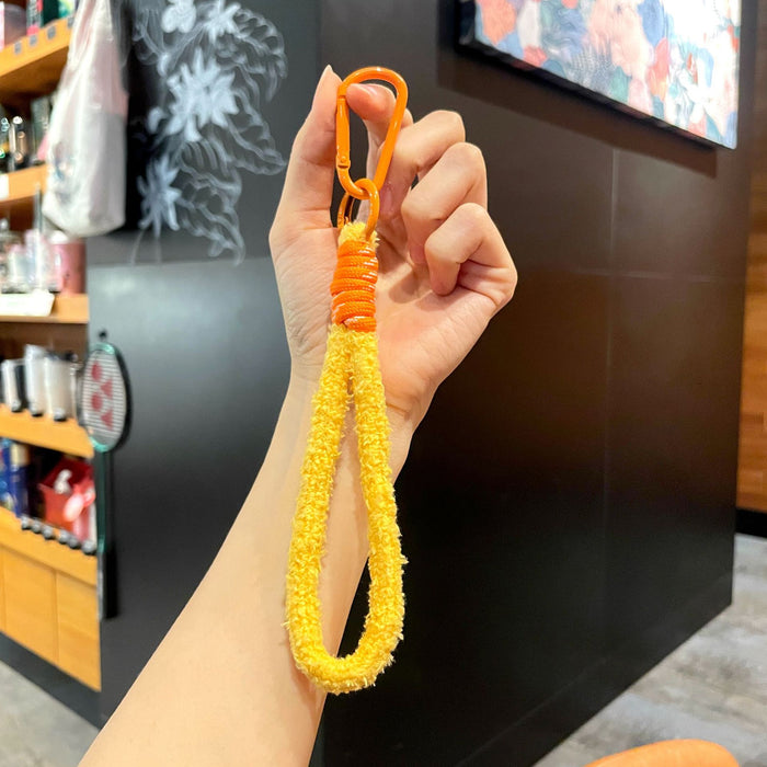 Wholesale Plush Braided Keychain with Colorful Tassel Fashion Phone Strap MOQ≥2