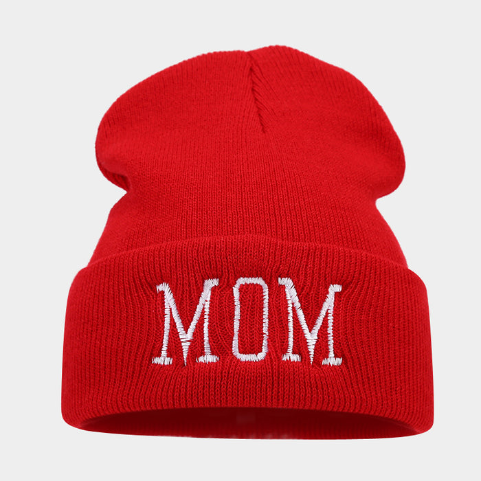 Wholesale DAD MOM Letters Embroidered Acrylic Warm Knitted Hat JDC-FH-LvYi053