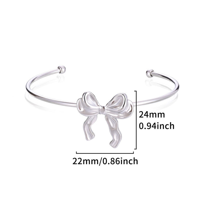 Wholesale 18K Stainless Steel Bow suit Bow Bracelet Earrings Necklace Jewelry
