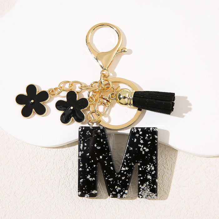 Wholesale Flower 26 English Letter Pendant Keychain Letter Keychain Women's Bag Accessories