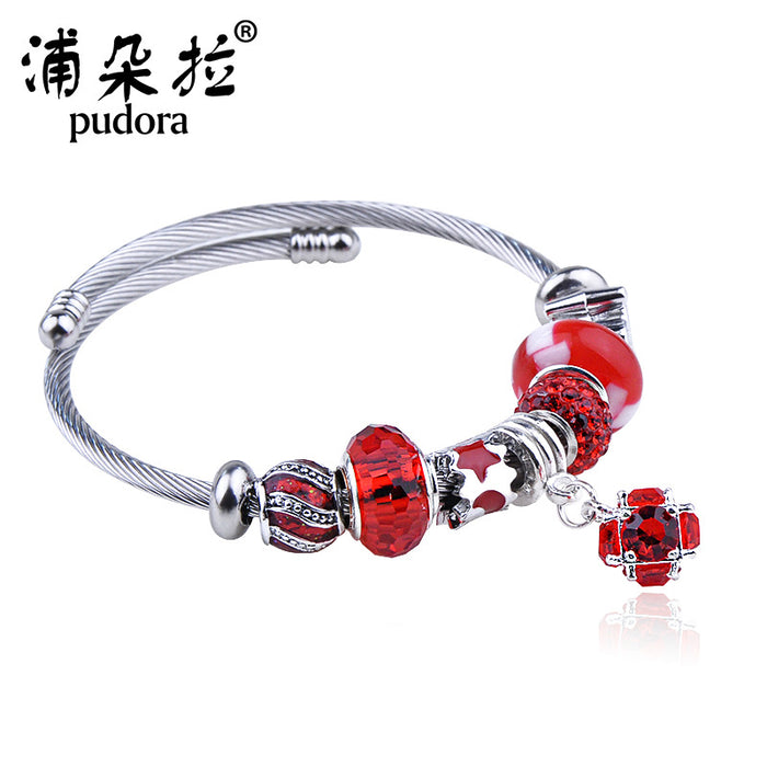 Wholesale New stainless steel bracelet, fashionable DIY bead bracelet, minimalist design