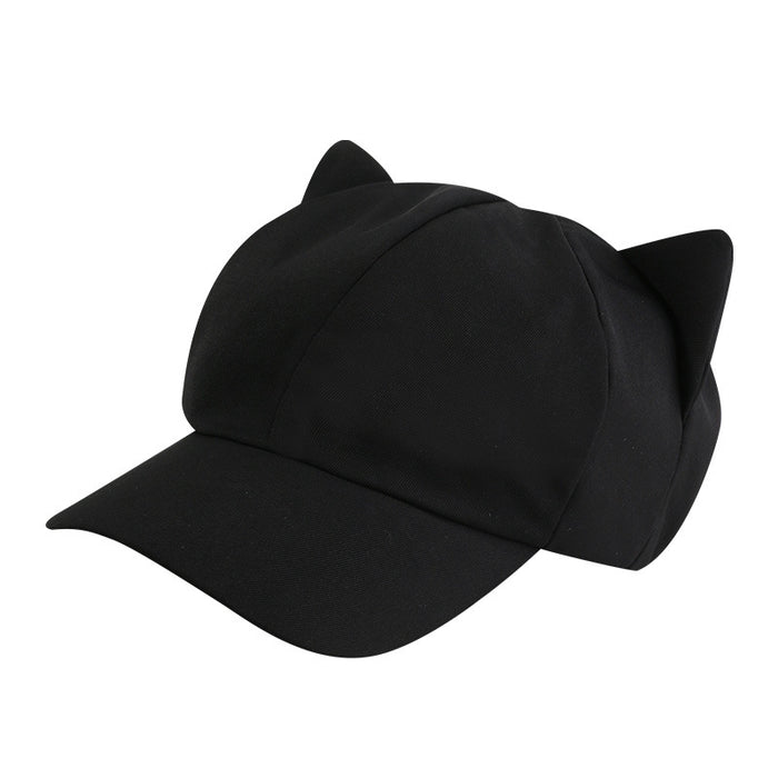 Wholesale Cute Cat's ears (Steamed cat-ear shaped bread) hat women's octagonal hat retro duck tongue beret newspaper children's hat men