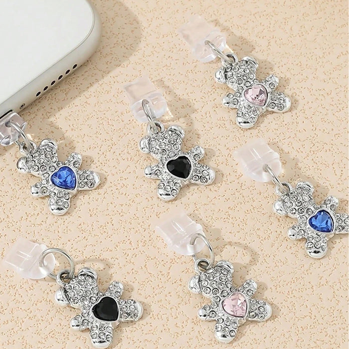 Wholesale Cute bear with rhinestones for phone dust plugs
